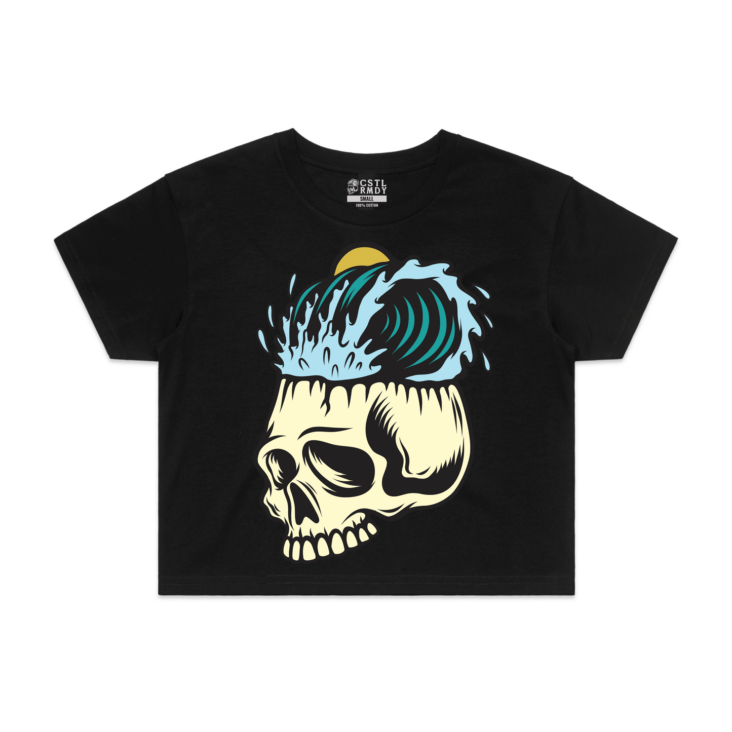 Skull Wave Black Crop Top