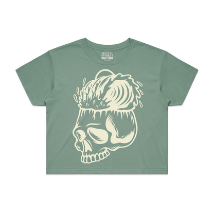 Skull Wave Sage Crop Top